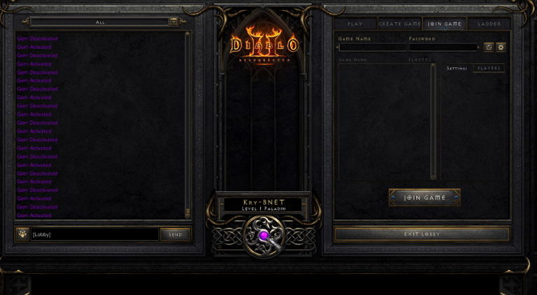 Diablo 2 Gem Activated and what does the Chat Gem do